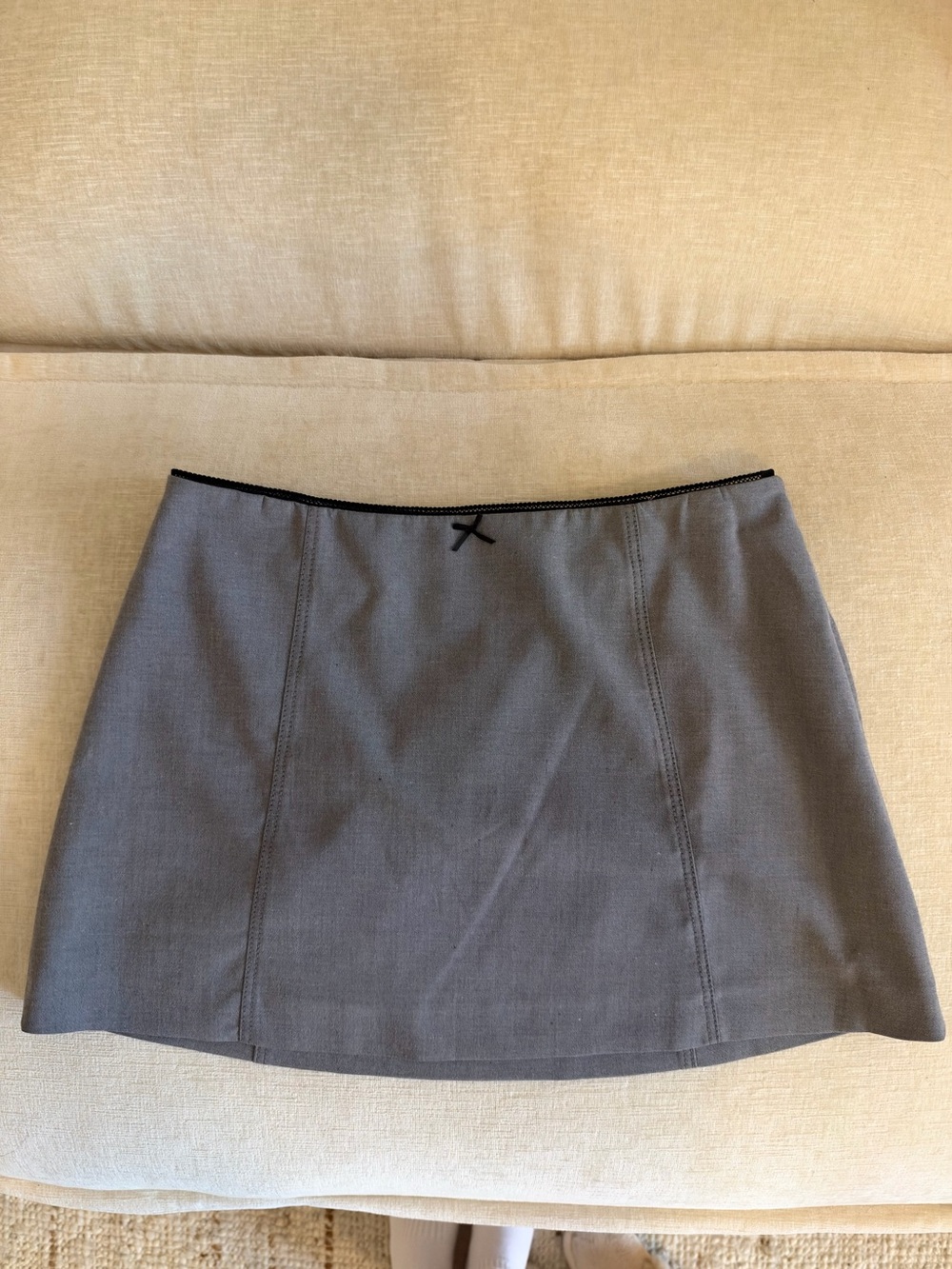 Zara Grey Mini Skirt with Black Trim